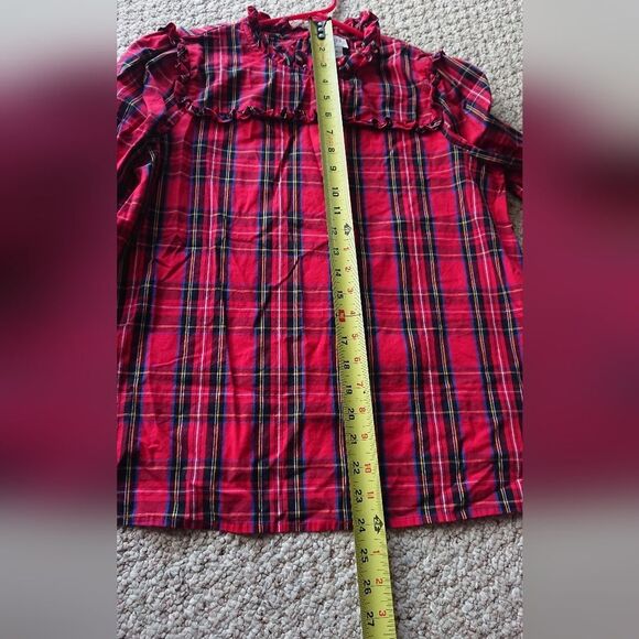 J. Crew Tartan cotton poplin top with ruffles size Small - Picture 9 of 12